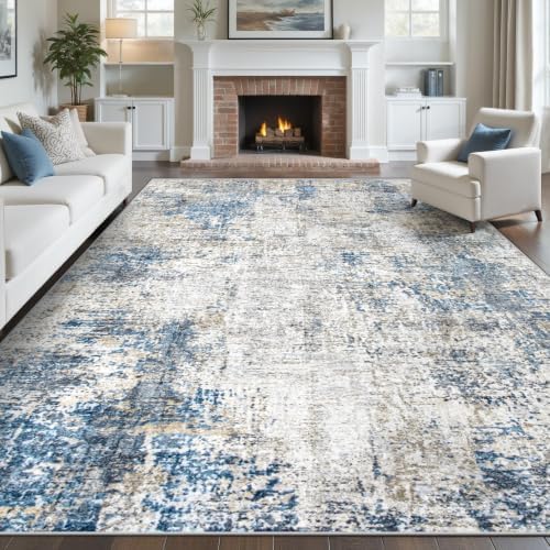 pmtsns Area Rugs 8x10 for Living Room: Washable Rug Modern Abstract Neutral Soft Non-Slip Low-Pile Indoor Large Carpet for Bedroom Dining Room Home Office Children's Room(GreyBlueBrown, 8'x10') by pmtsns