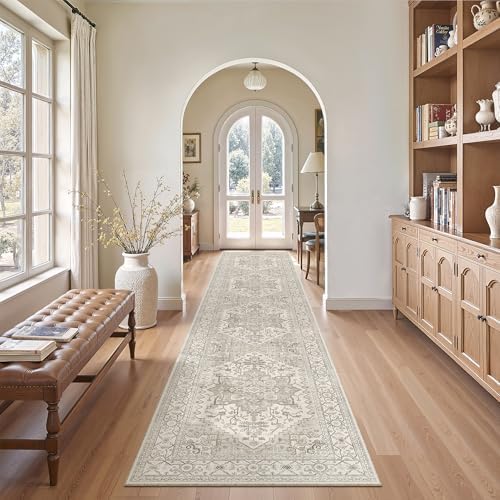 Madane Washable Runner Rugs 2x10 Long for Hallway Kitchen, Beige/Brown - Image 4
