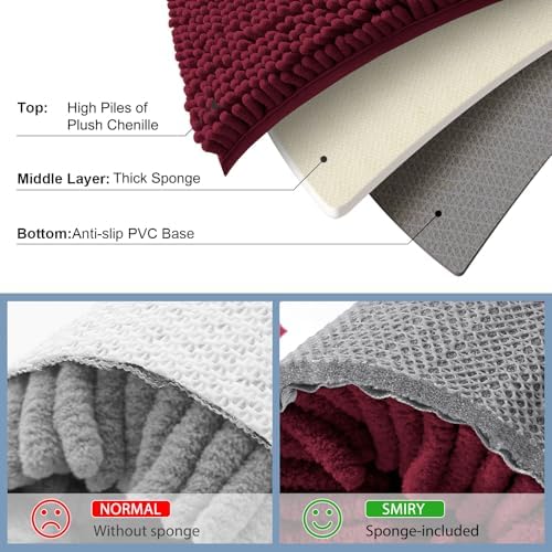 Smiry Bathroom Rugs 44X32, Luxury Chenille Extra Soft Absorbent Bath Mat - Image 5