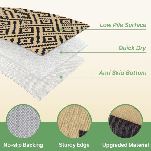 GENIMO Outdoor Rug, Waterproof Plastic Rugs for Patio, 6'x9' Black Sand - Image 6