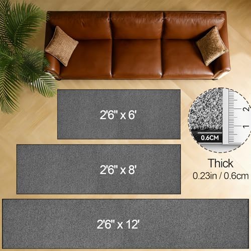 Runner Rug with Non Slip Rubber Backing 2'6“*8', Washable Soft Floor Carpet for Kitchen, Hallway, Entryway Indoor, Bedroom, Laundry, Low Pile Area Rugs, Solid Color with Pointillism Style, Black - Image 4