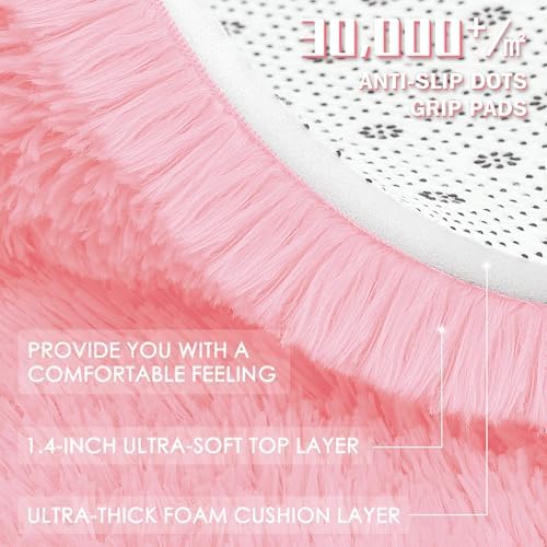 OLANLY Area Rugs for Living Room Bedroom, Machine Washable 4x5.9 ft Soft Fluffy Shaggy Bedside Rug, Indoor Floor Carpet for Kids Girls and Boys, Dorms, Nursery Rooms, Home Decor Aesthetic, Pink - Image 6