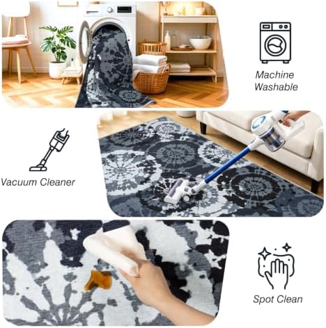 Boho Modern 6x9 Area Rug, Washable Non-Slip Abstract Rug Carpet - Image 5