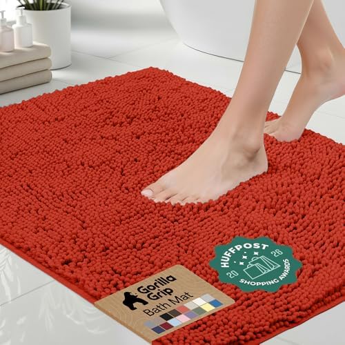 GORILLA GRIP Bath Rug Mat for Bathroom, Thick Chenille, 60x24 Sunset Orange by GorillaGrip