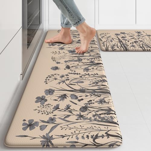 KIMODE Anti Fatigue Kitchen Mats for Floor,Farmhouse Kitchen Rugs Sets of 2 by StayinComfortCookwithJoy