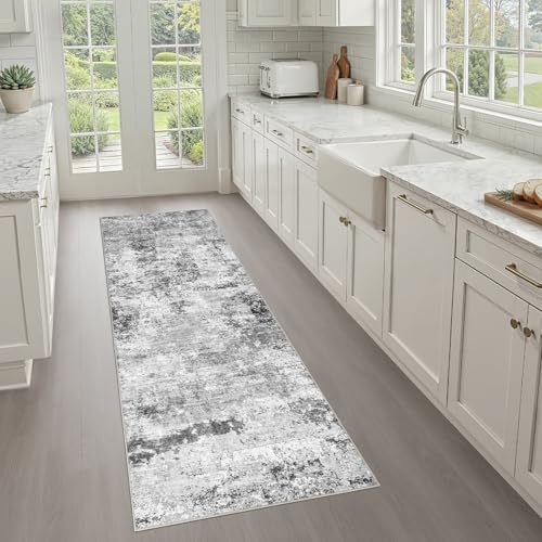 LOONGRUG Runner Rug 2x6 Machine Washable Non-Slip Kitchen Rug Black Gray by LOONGRUG