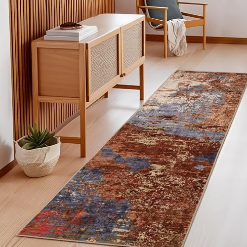 GarveeHome Machine Washable Runner Abstract Hallway Rugs 2x6 Red by GarveeHome