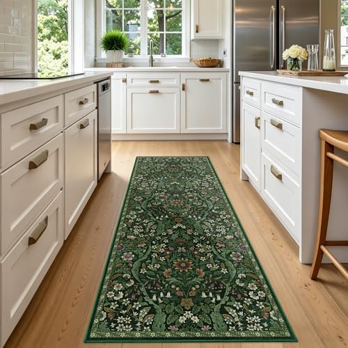 2x5 Floral Runner Rug for Kitchen Washable Hallway Runner Rug by NakedCloud