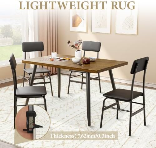 Area Rug for Living Room 9x12: Large Washable Boho Moroccan Rugs Geometric Neutral Rug, Non-Slip Foldable Morden Farmhouse Indoor Floor Carpet for Bedroom Dining Table Home（Beige,9X12） - Image 6
