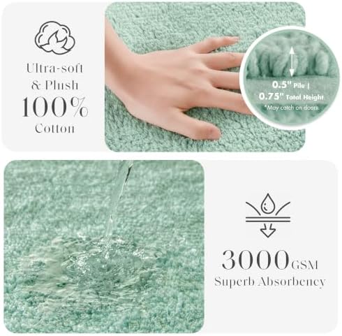 Madison Park Splendor Reversible 100% Cotton Bath Rug, 17 x 24, Green - Image 3