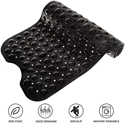 TEESHLY Bathtub Mats for Shower Tub, Extra Long Non-Slip 39 x 16 Inch Bath Mat with Drain Holes and Suction Cups, BathMat for Bathroom with Machine Washable (Opaque Black) - Image 5