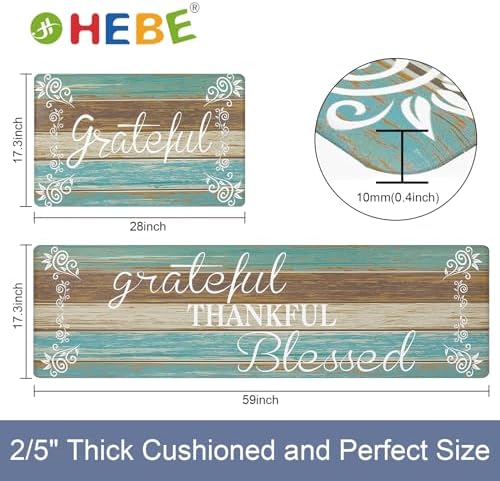 HEBE Anti Fatigue Kitchen Mat Set of 2, Cushioned Kitchen Mats for Floor - Image 2
