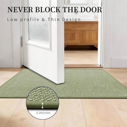 YIHOUSE Green Bathroom Rugs Sets 3 Piece, Quick Dry Thin Bath Mat with Toilet Rug, Non Slip Absorbent Machine Washable, Bath Runner Rugs for Bathtub Sink Home Decor - Image 6