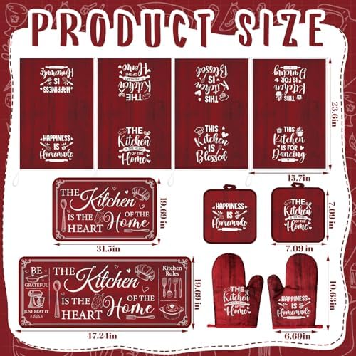 Fourluoo 10 Pcs Red Kitchen Decor and Accessories Set - Image 4
