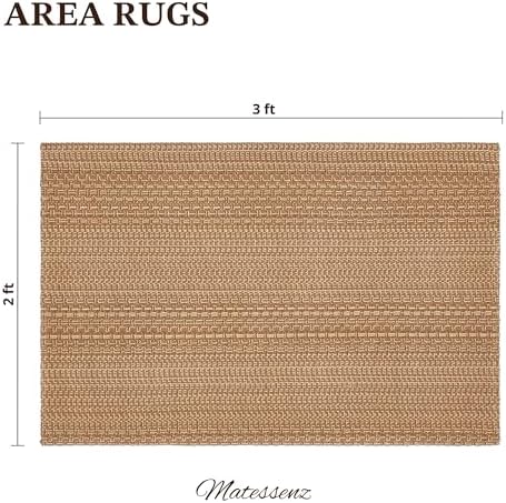 MatEssenz 2x3 Textured Washable Entry Rug, Natural Woven Low-Profile Door Mat with Non-Slip TPR Backing, Brown, for Entryway, Kitchen, Laundry Room - Image 2