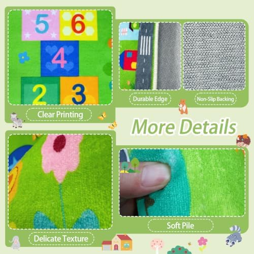 5x7ft ABC Rug for Kids Playroom, Classroom, Bedroom, Kids Carpet for Learning Alphabet, Numbers, Colors, Shapes and Animal Words,Educational Hopscotch Play Mat for Children Girls Boys - Image 2