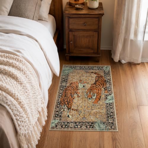 Moynesa 2x3 Boho Tiger Front Door Mat, Washable Non Slip Rug for Entryway - Image 5