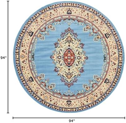 Unique Loom Reza Collection Traditional Persian Style Area Rug, 8' 0" x 8' 0", Light Blue/Ivory - Image 2