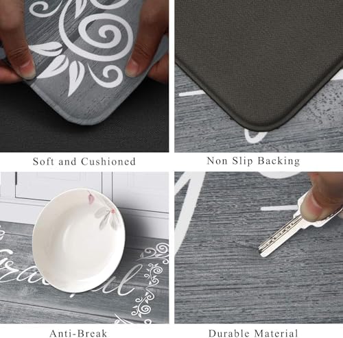 HEBE Anti Fatigue Kitchen Mat Set of 2, Cushioned Kitchen Mats for Floor - Image 2