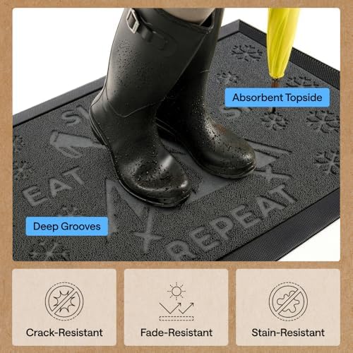 GORILLA GRIP WeatherMAX Door Mat, Indoor Outdoor, 29x17, Charcoal Skiing - Image 5