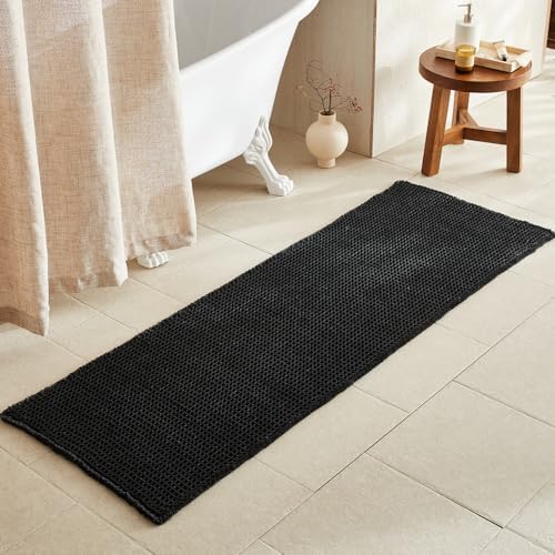 TYUU Black Waffle Runner Rug Bathroom, Long Boho Bath Mat, 72x24 by TYUU