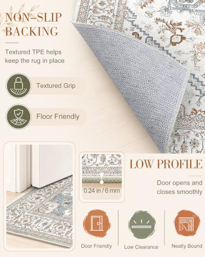 OLANLY 8x10 Washable Area Rug, Soft Non Slip Carpet for Bedroom Living Room - Image 7