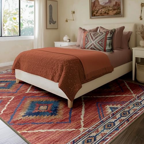 BESTSWEETIE 10'x12' Washable Area Rug for Living Room Bedroom Red/Orange - Image 6
