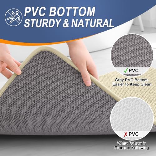 OLANLY Memory Foam Bathroom Runner Rug 47x17, Absorbent Long Bath Mat, Sand - Image 4