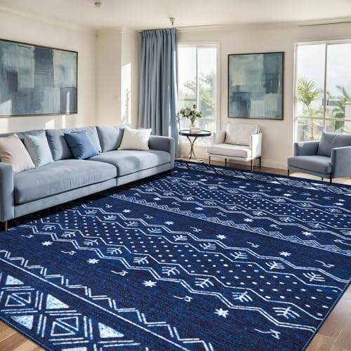 SERISSA 8x10 Washable Non-Slip Boho Area Rug for Living Room by SERISSAHomeDecorCollection