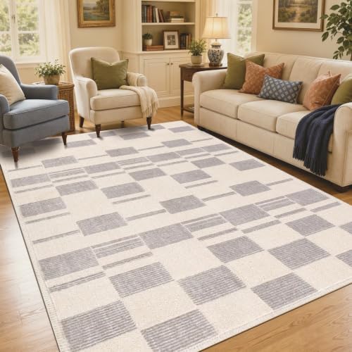 Pale Grey Matrix 6x9 ft Light Gray Area Rug for Living Room Dining Room by Unknown