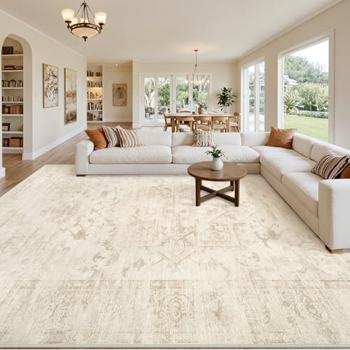 10x12 Area Rugs Living Room: Bedroom Washable Carpet Beige/Brown by Luxturiy