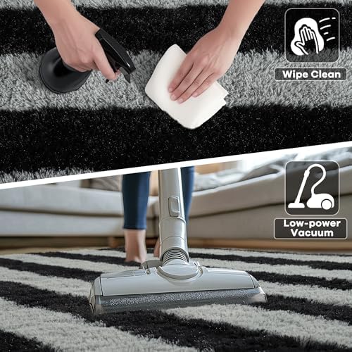 4x6 Black and Grey Fluffy Soft Area Rug Non-Slip for Bedroom Living Room - Image 5