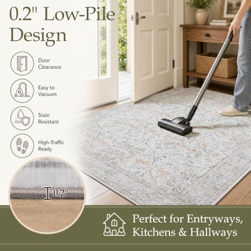 JOLLYVOGUE 8x10 Area Rugs for Living Room, Washable Rug, Beige - Image 6