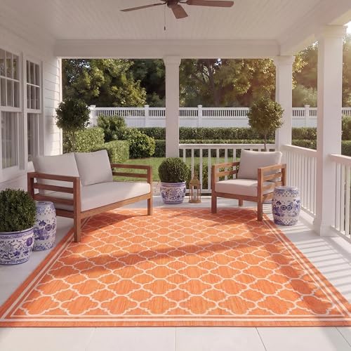 SAFAVIEH Washable Rug Outdoor Courtyard Collection - 9' x 12', Terracotta & Bone, Non-Shedding & Easy Cleaning, Ideal for Patio, Backyard, Mudroom (CY6918-241) by Unknown