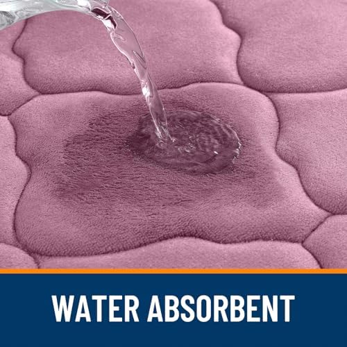 OLANLY Memory Foam Bath Mat Rug 44x24, Ultra Soft Bathroom Rugs, Mauve - Image 5