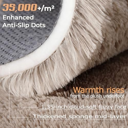 5x7 Area Rug for Living Room: Fluffy Shag Soft Washable Rugs Fuzzy Plush Indoor Carpet for Bedroom Nursery Playroom Dorm Kids Girls Boys Room (Camel, 5'x7') - Image 4