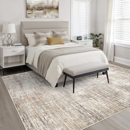LOONGRUG 8x10 Area Rugs Washable Neutral Modern Living Room Rug Dark Brown - Image 4