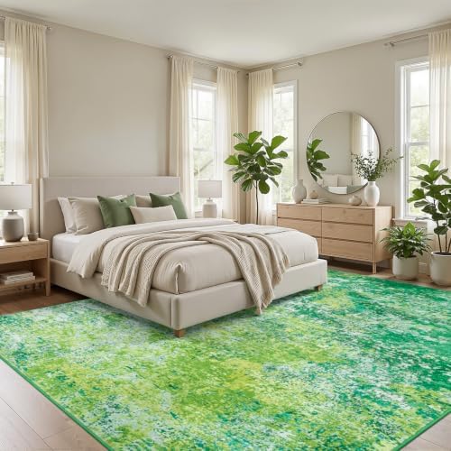 Rugflix 8x10 Green Area Rug for Living Room, Washable Colorful Abstract Rug - Image 3