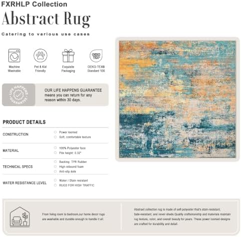 Area Rug Living Room: 5x5 Modern Washable Soft Carpet Rosy Haze - Image 2