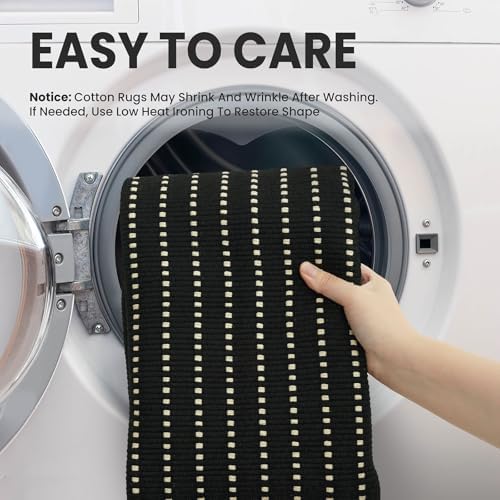 EARTHALL Washable Runner Rug, Non Slip Hall Runner, 2x6 Ft, Black/Cream - Image 3