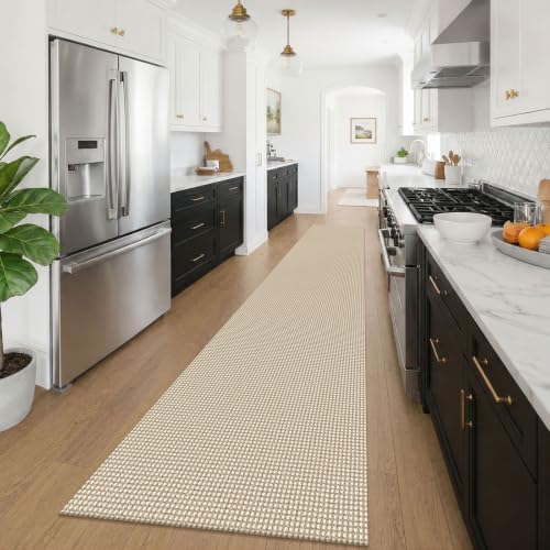 KOZYFLY Braided 2.5'x16' Runners Rugs for Hallway, Extra Long Washable Runner Rug, Woven Non Slip Kitchen Runner, Cotton Entryway Rug, Floor Carpet for Entry, Aisle, Hall, Oatmeal Beige - Image 3