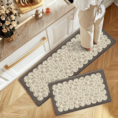 2PCS Vintage Anti-Fatigue Kitchen Mats, Non-Slip Waterproof Rugs for Floor by Unknown