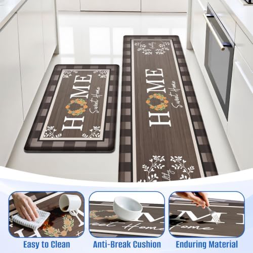 Kitchen Mats 2PCS, Anti Fatigue Rugs, 17.3x30+17.3x59in, Brown - Image 5