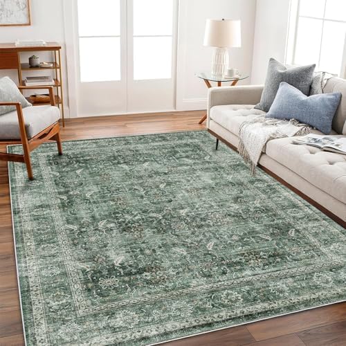 CHAMPLANT Area Rug 5'x7' Washable Rug Vintage Traditional Floor Cover Thin Retro Kitchen Indoor Distressed Non Slip Carpet for Living Room Bedroom Dining Room by CHAMPLANT