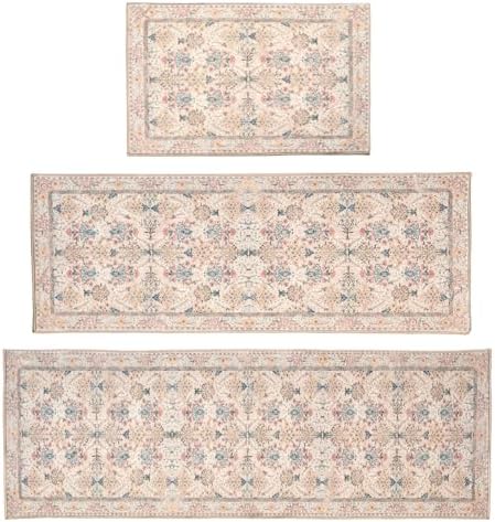 Kitchen Rug Set 3Pcs, Boho Rug Sets Non Slip Washable for Floor Thick Farmhouse Kitchen Decor Runner Rugs for Kitchen, Entryway，Laundry, Hallways 20''x32''+20''x48''+20''x59 by Ufeekare