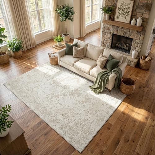 Washable Rugs 8x10 Area Rugs for Living Room,Ultra Soft Faux Wool Retro Carpets,Non Slip Backing,Durable Edge Binding,Stain Resistant,The Large Carpet for Bed Room,Dining Room,Office Decor by BGASZMakeYourHomeMoreCozy