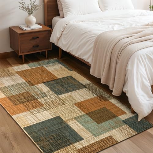 Area Rugs 3x5 Kitchen Rugs Entry Rug for Inside House Orange/Blue - Image 5