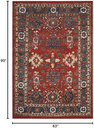 SAFAVIEH Vintage Hamadan Collection Area Rug - 5'3" x 7'6", Orange & Blue, Traditional Persian Design, Non-Shedding & Easy to Clean, Ideal for Living Room, Bedroom, Dining Space (VTH214C) - Image 2