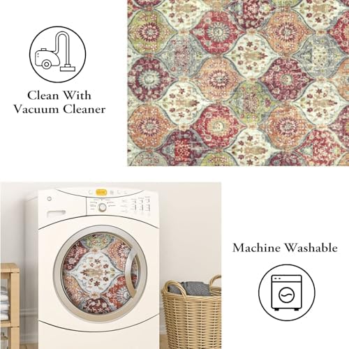 Lahome Moroccan Washable Round Area Rug, Soft Round Rug 5ft Non-Slip - Image 6