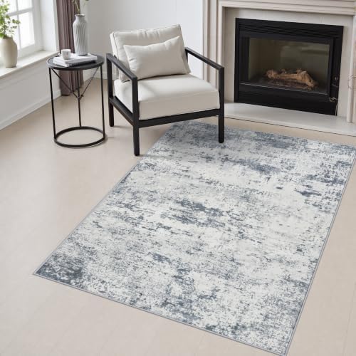 Area Rug Living Room: 3x5 Modern Washable Soft Carpet Blue Grey by FXRHLP